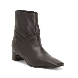 NAPOLEONI Dark Brown Made In Italy Leather Pinched Booties
